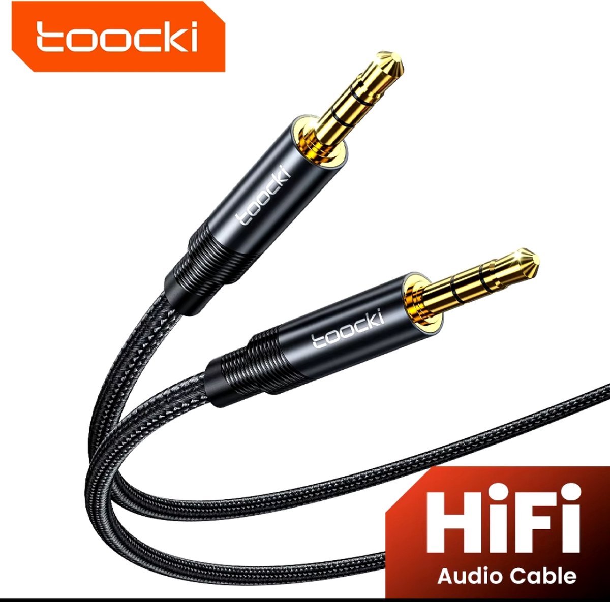 Image of Toocki AUX Kabel 3.5 mm - Gevlochten kabel - Audio Kabel - 4-Pole Hi-Fi - TRRS - Gold Plated - Male to Male - Jack To Jack -Jack 3.5Mm Aux Kabel Mannelijk Naar Mannelijk 3.5Mm Audio Kabel - Koptelefoon - Auto kabel - Soundbars-Speakers Kabel- 2 Meter