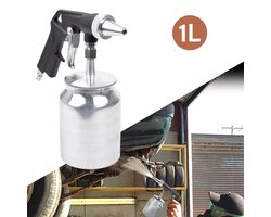 Zandstraler - Zandstraalkit 1L - Zilver Pneumatische Zandstraalgun - Voor Metaal, Hout & Steen - Voor Industriële & Thuis Klussen