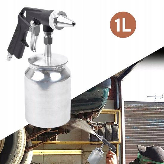 Zandstraler - Zandstraalkit 1L - Zilver Pneumatische Zandstraalgun - Voor Metaal, Hout & Steen - Voor Industriële & Thuis Klussen