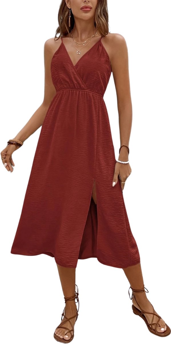 Bovista Open Rug Jurk Backless Body Jurk Shirt Donkerbruin