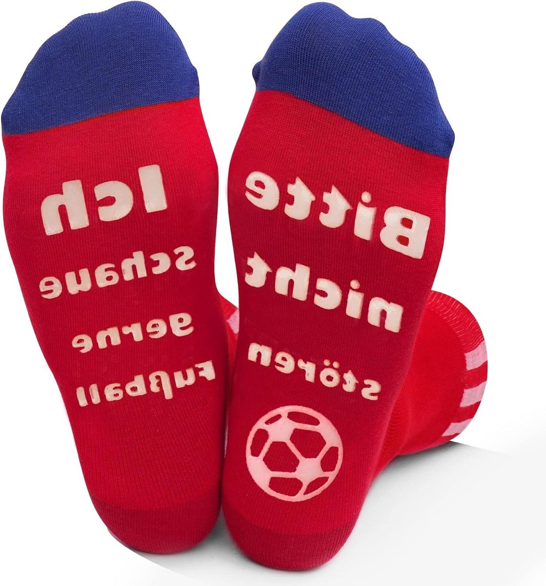 Grappige voetbal sokken - Rood - Antislip - Cadeau voor voetballiefhebbers