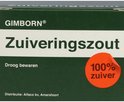 Gimborn Zuiveringszout, met tekst 'Droog bewaren' en rode cirkel '100% zuiver'.