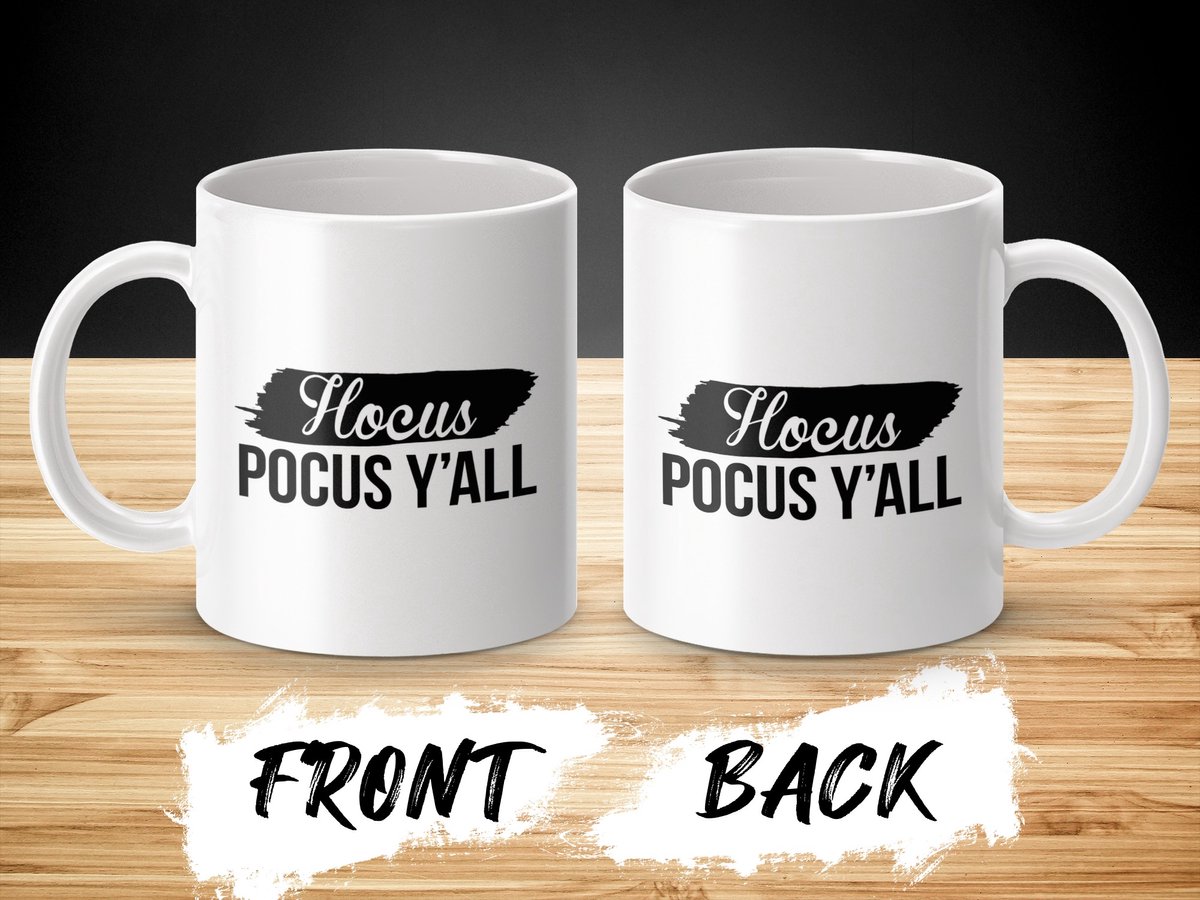 Hocus Pocus Y'all Mug, Halloween Mug, Grappige Mok, Cadeau Idee, Herfst Mok, Trendy Mok, Zwarte Tekst Mok, Themamok