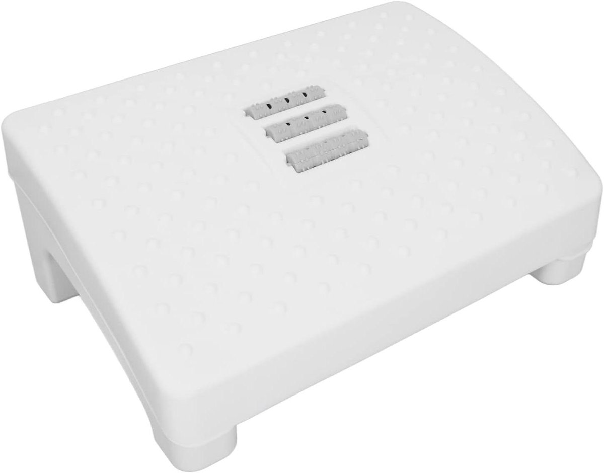 Allecto Plus - Voetsteun voor onder bureau met massage roller voor het verlichten van vermoeidheid - ergonomische voetsteun met massagefunctie (wit)