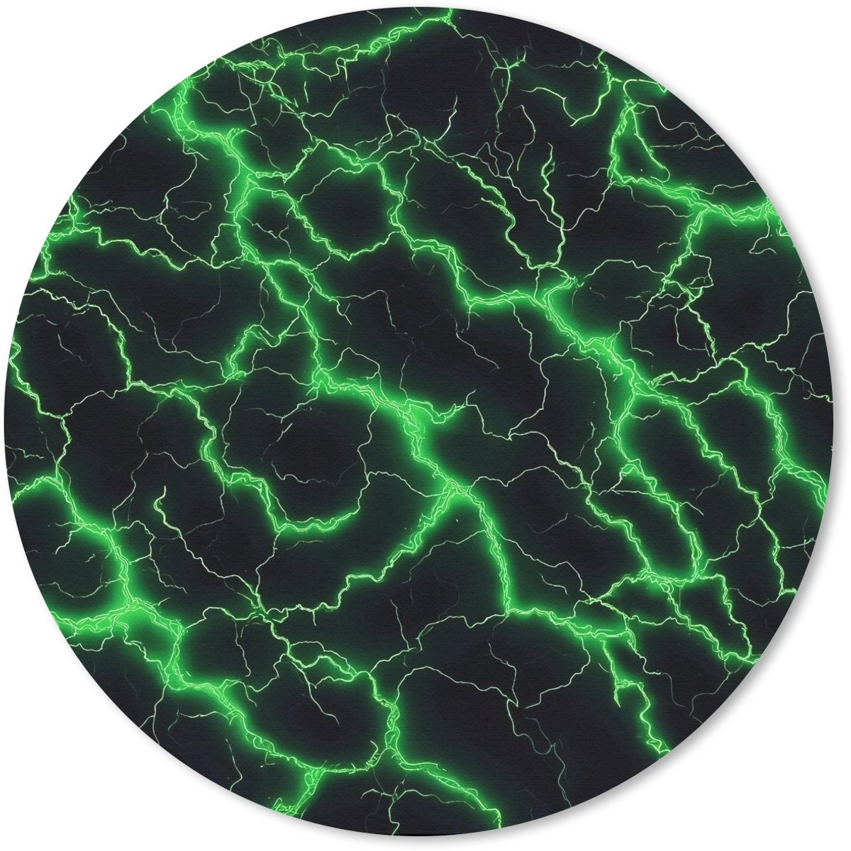 Muismat rond 20x20 cm - Mousepad Gaming - Bliksemflitsen - Groen - Energie - Ronde muismatten