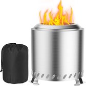 Bol.com Outdoor Fire Bowl 22 x 22 x 26 cm Stainless Steel Fire Pit Mini Table Fireplace with Storage Bag for Balcony Patio and G... aanbieding