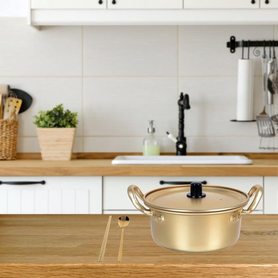 Allecto Plus - Koreaanse Ramen Noedelpan met stokjes en lepel - Traditioneel aluminium instant hot pot voor keuken kookgerei - Multifunctionele Ramyun Fornuis — afbeelding 2