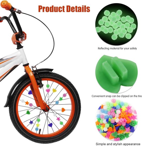 UYUYong 15 stuks kleurrijke fietsspaken fiets spaken clicker spaken reflecterende sterren reflectoren kinderen fiets veiligheidsaccessoires nacht fietsdecoratie clip
