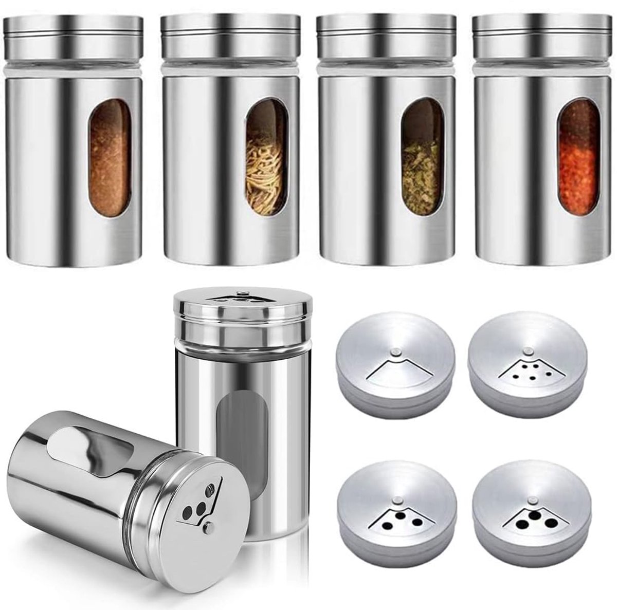 Kruidenpotjes van Glas - 80 ml - Set van 6 - Voor Specerijen