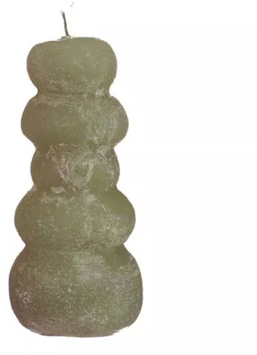 Pebble candle d7xh15 cm, groen Hortus