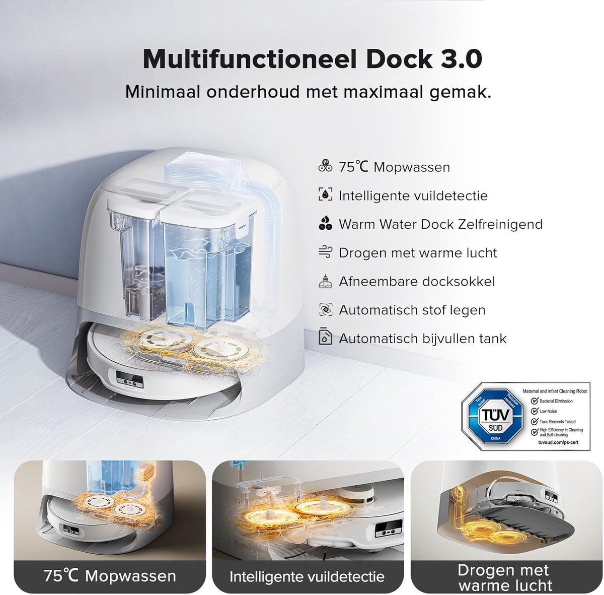 Roborock Qrevo Curv Robotstofzuiger Wit met Dweilfunctie - afbeelding 3