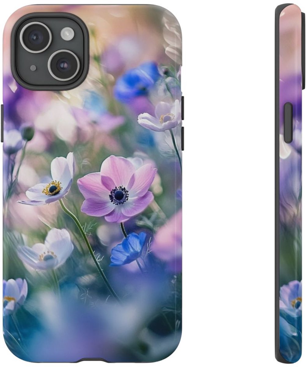 Zachte Pastel Anemoonbloemen – Telefoonhoesje Geschikt voor iPhone 15 Plus