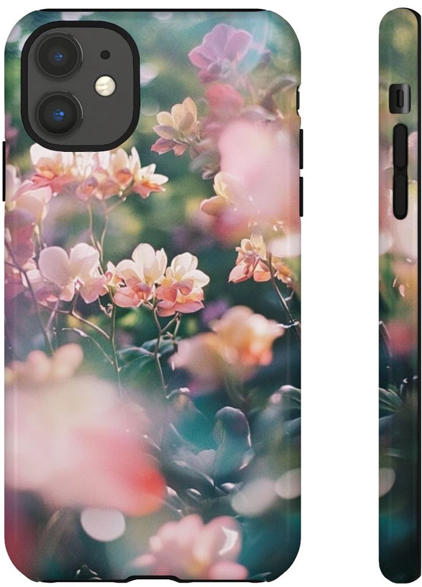 Zachte Roze en Perzik Bloemen – Telefoonhoesje Geschikt voor iPhone 11
