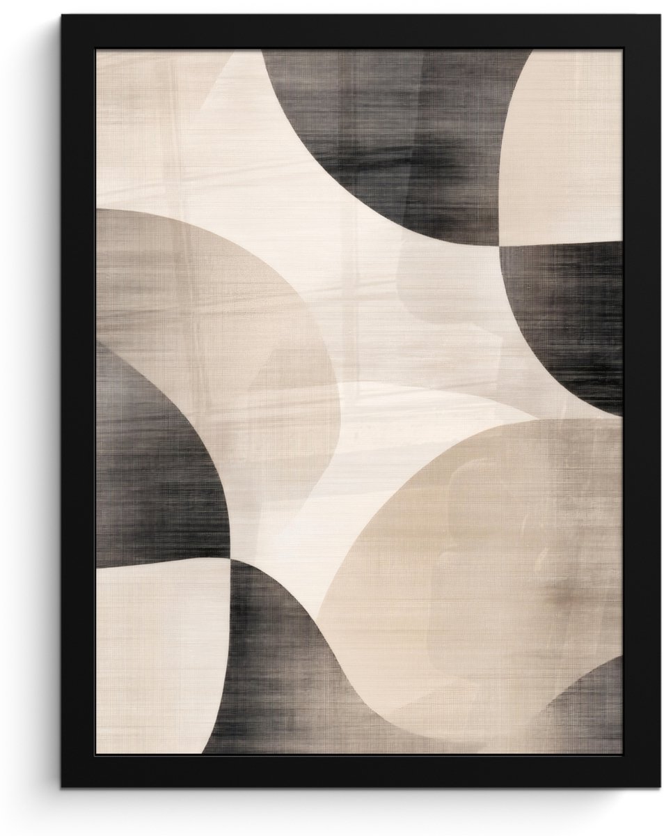 FrameYourWall Poster in lijst - Fotolijst 30x40 cm - Posters - Grillige vormen - Subtiele overgangen - Dynamisch - Posterlijst zwart - Decoratie - Wanddecoratie woonkamer - Muurdecoratie slaapkamer vormen - Dynamisch