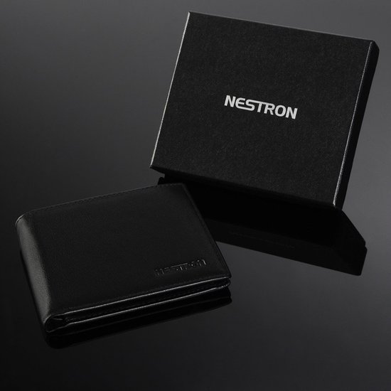 Portefeuille Homme En Cuir Noir Avec Protection RFID - Sécurité Sans Contact Et Chaîne Anti-vol - Marque Leather Emporium