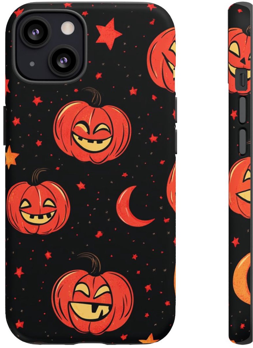 Lachende Pompoenen en Maanpatroon – Telefoonhoesje Geschikt voor iPhone 13