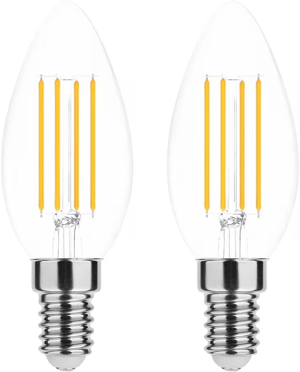 Modee E14 LED Filament Lamp 5.9W - 806lm - 4000K - Neutraal Wit - Dimbaar - LED Kaarslamp B35 - Vervangt 60W Gloeilamp - 2 stuks