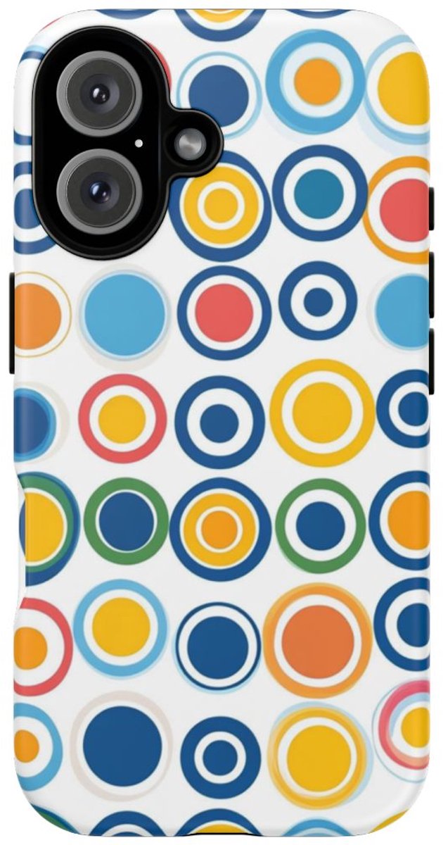 Vrolijk Cirkeldessin in Heldere Kleuren – Telefoonhoesje Geschikt voor iPhone 16