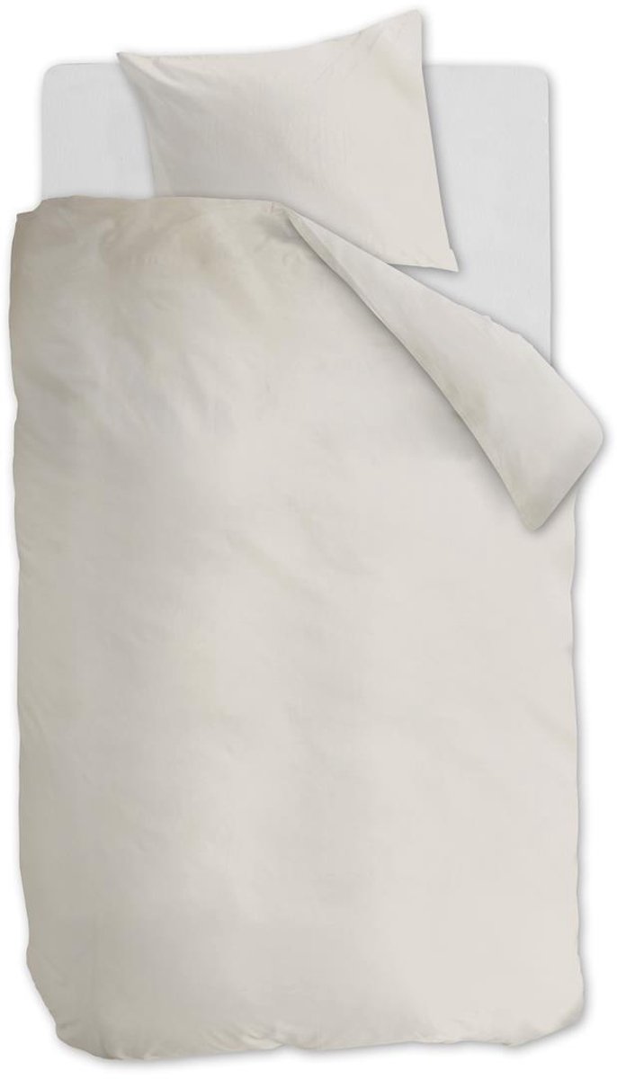 Ambiante Cotton Uni dekbedovertrek - Effen - Eenpersoons - 140x200/220 - Gebroken wit