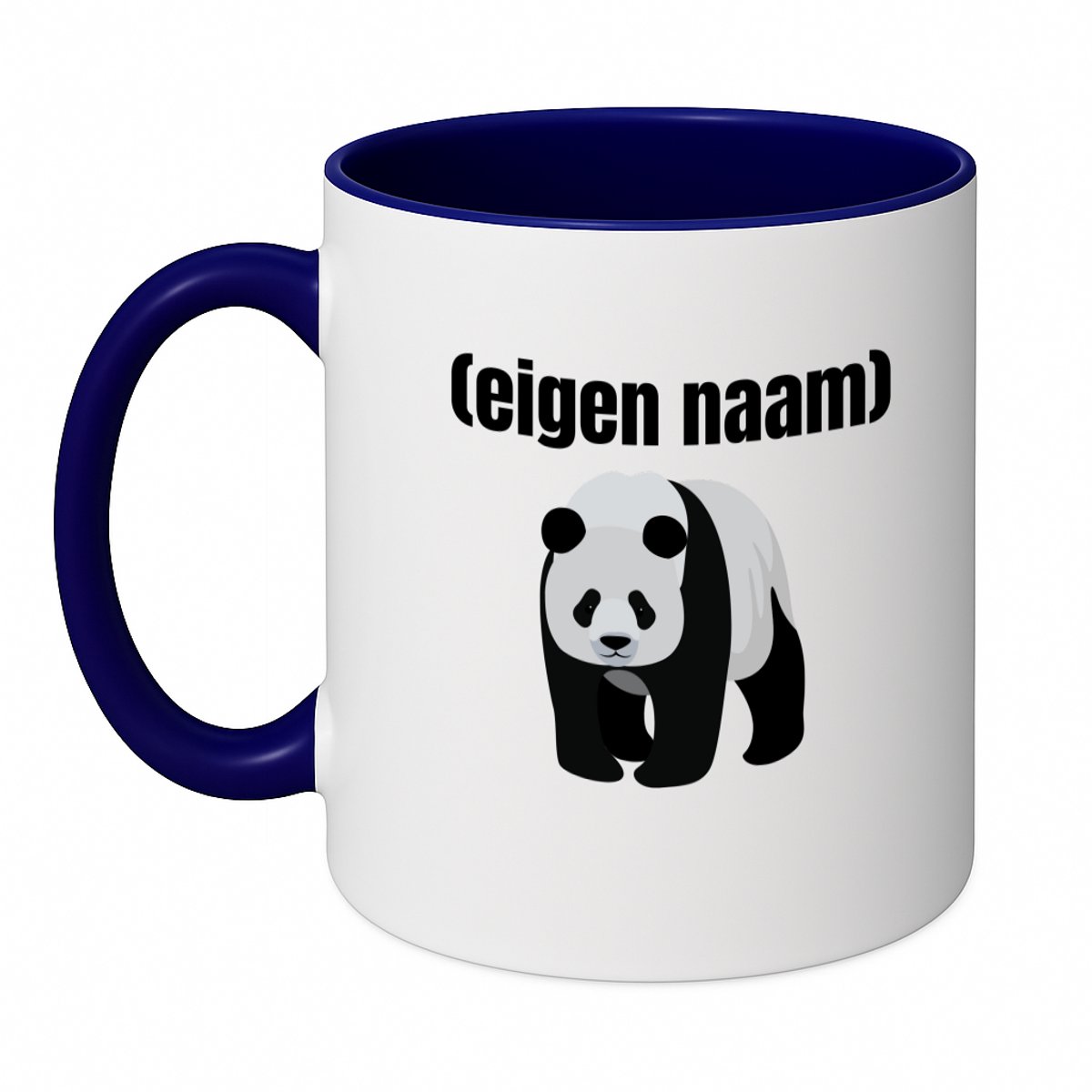 Hacebo® - panda met eigen naam koffiebeker donker blauw - Panda - panda liefhebbers - thee mok - koffie beker - iemand die houdt van panda's - verjaardag - cadeau - kado - koffiemok - 350 ML inhoud