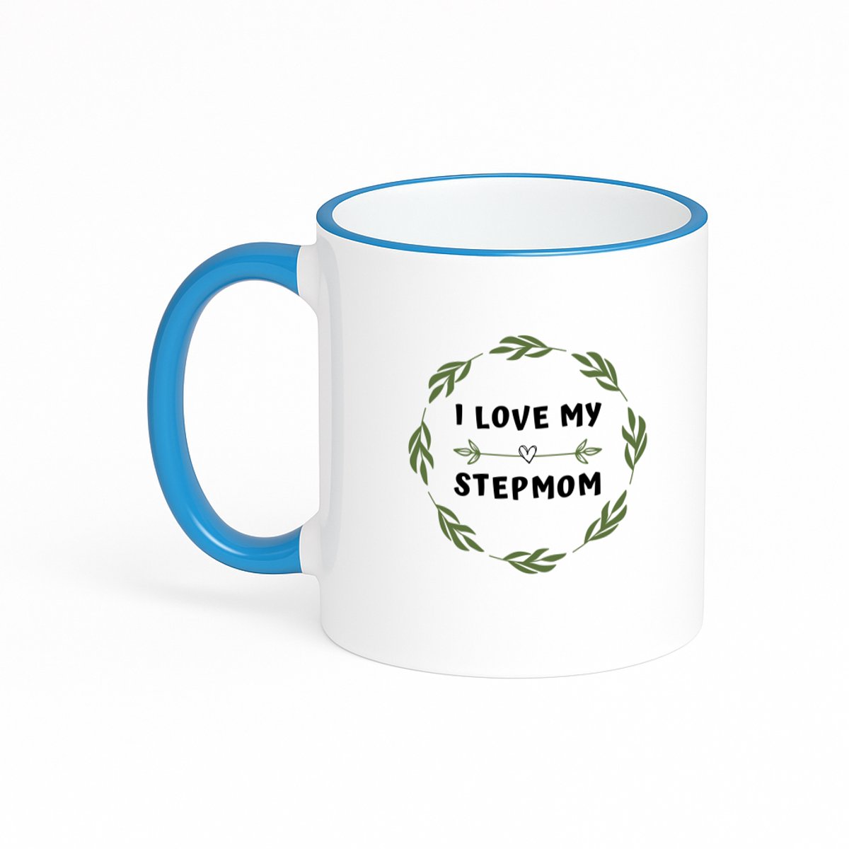 Hacebo® - I love my stepmom koffiebeker met gekleurde rand blauw - Mama - liefste stiefmoeder - thee mok - koffie beker - Moeder cadeautjes - moederdag - verjaardag - geschenk - kado - koffiemok - 330 ML