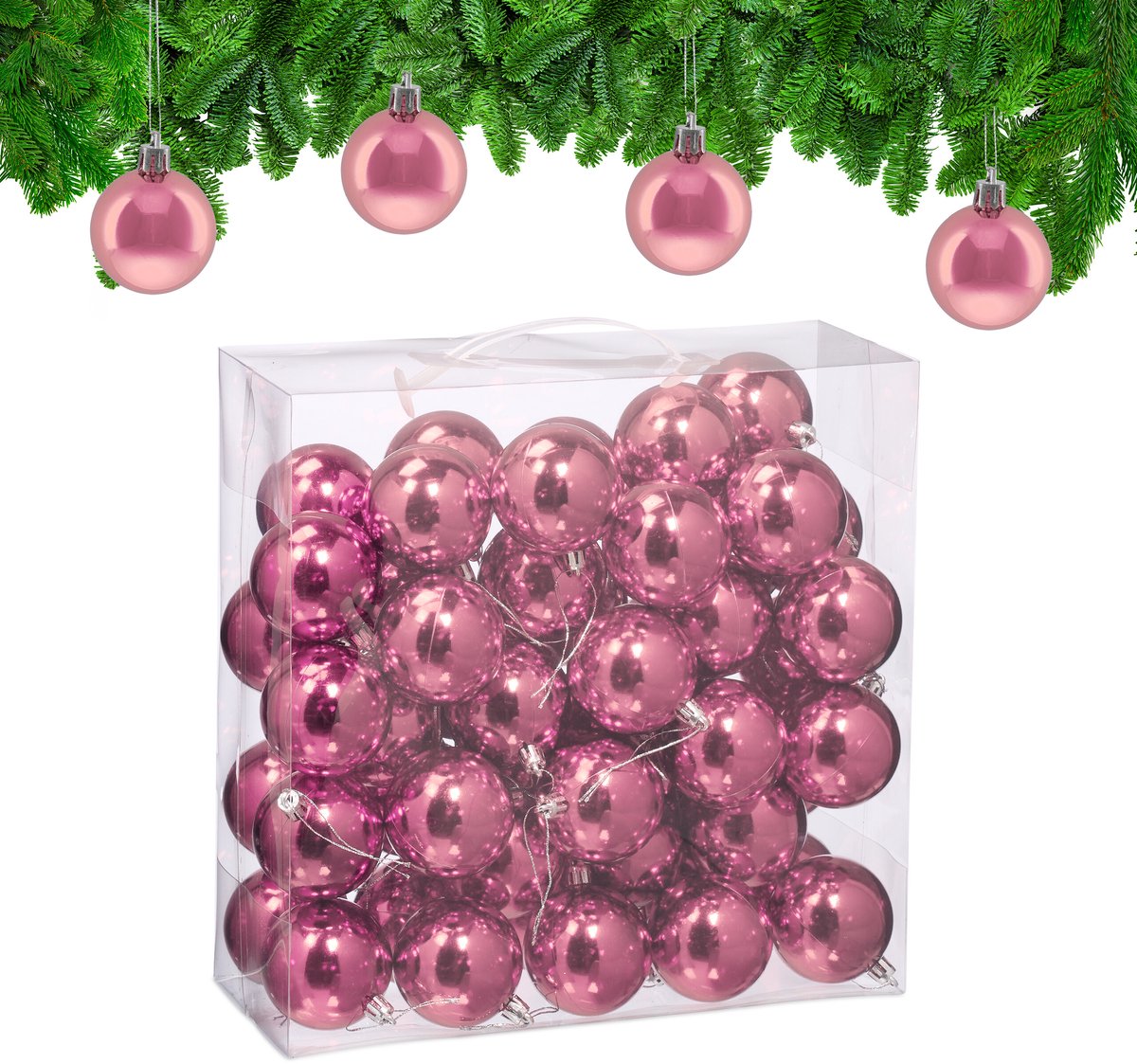 Decoris Kerstballen set - 6x stuks - licht roze - glas - 6 cm - mat