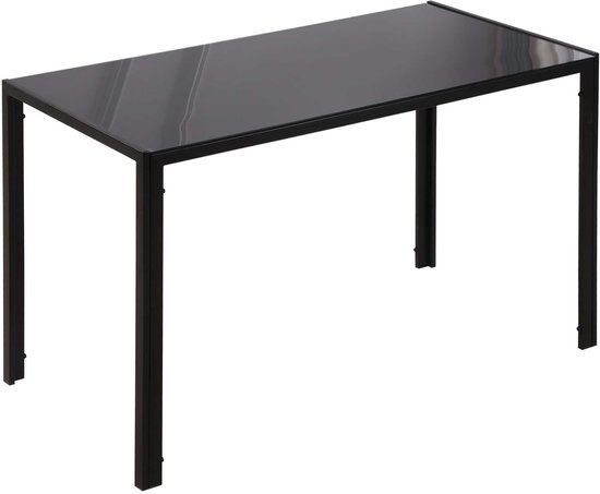 HOMCOM - Table à manger - métal - verre - 120 L x 60 l x 75 H cm - noir