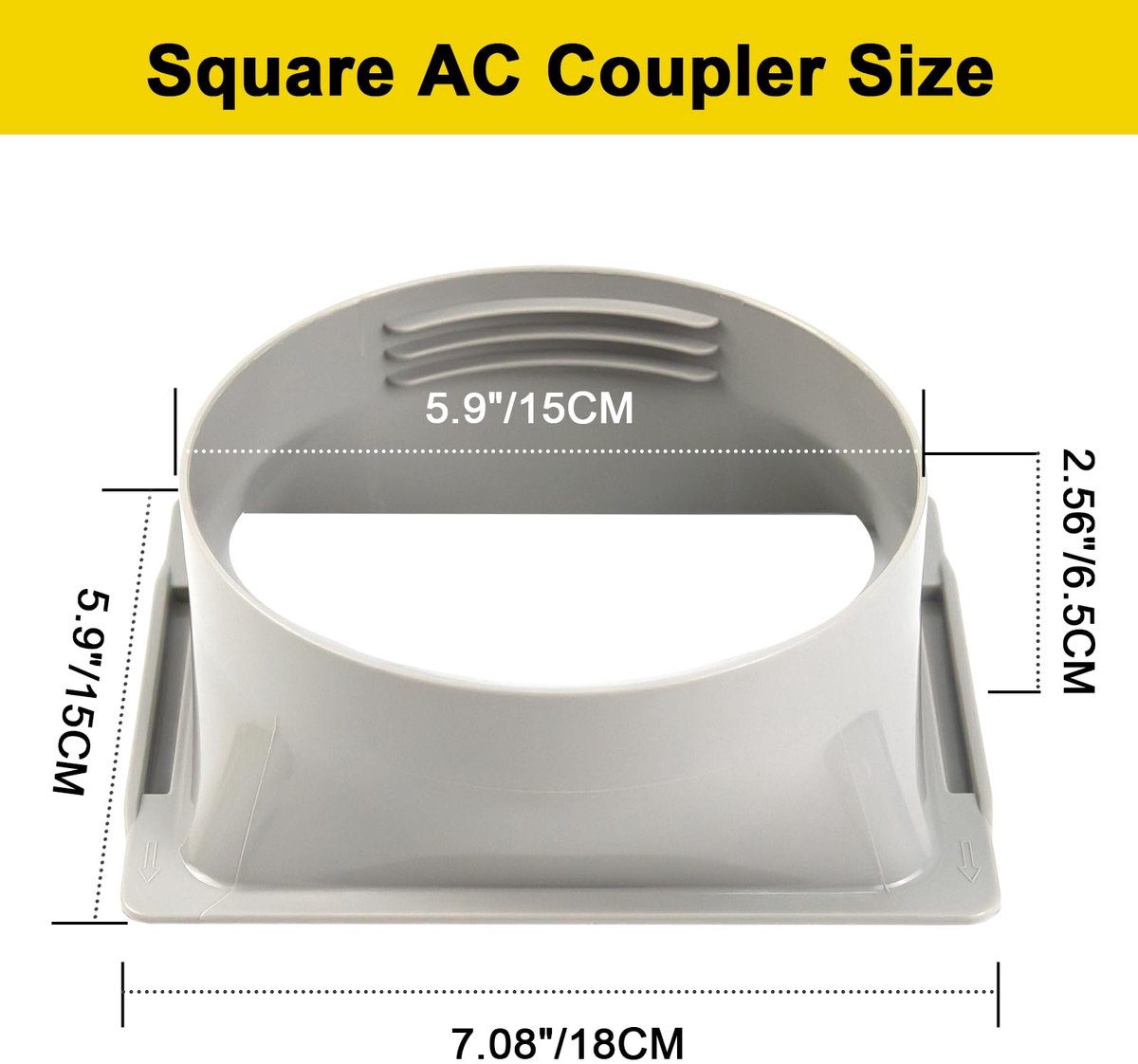 5,9 inch draagbare airconditioning-afvoerslangkoppeling, vierkant naar rond, raamadapter voor mobiele airconditioning - niet universeel, controleer compatibiliteit – foto 3