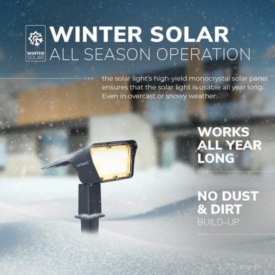 2x HOFTRONIC Odessa - Solar tuinspot - zwart - IP65 waterdicht - 3000K Warm wit (sfeervol) - Wintersolar technologie - geschikt als prikspot of buitenlamp op zonne-energie