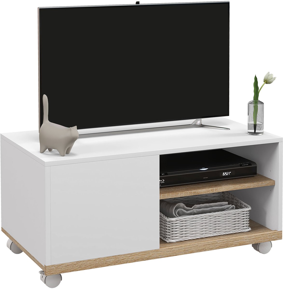 HOMCOM-TV-meubel-80x45x39cm-Hout-Wit