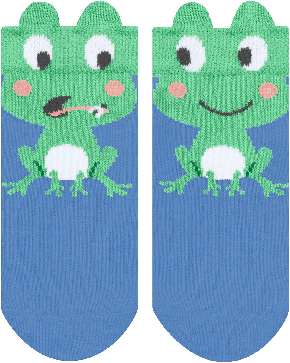 FALKE Baby Frog Friends gedessineerd katoen sokken kinderen blauw - maat 74-80