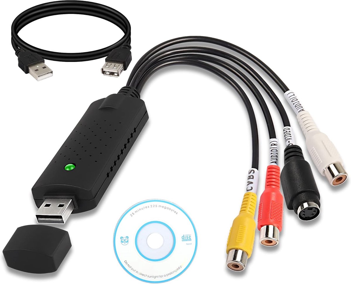 USB 2.0 Video Audio Capture Adapter Cable - VHS to Digital Converter - Video Grabber VHS VCR TV to DVD Converter Adapter voor Windows PC