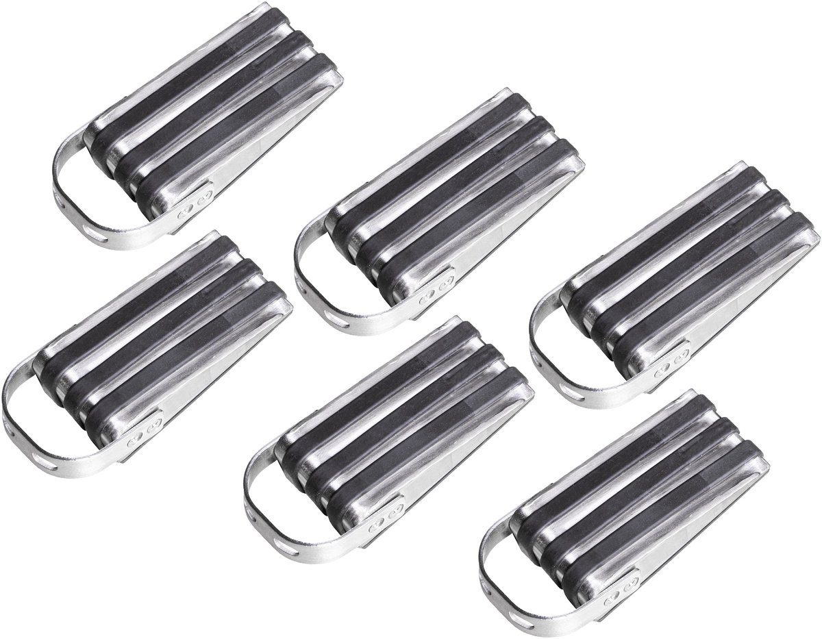 HI Deurstopper - 6x stuks - rubber - RVS - 13 x 5 x 4 cm - antislip