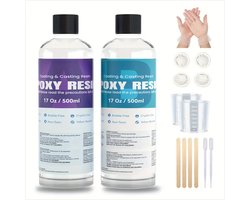 Creatorally Resin Epoxy Startersset - 1L - Epoxyhars met Verharder 1:1 Set - epoxy starterspakket - epoxy giethars - sieraden maken - Transparante Resin / Hars - epoxy set - epoxy starterskit