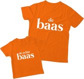 Matching oranje shirts Vader & Kind De Echte Baas | Maat L + 80 | shirts voor vader en kind | WK / EK, Koningsdag, Nederland