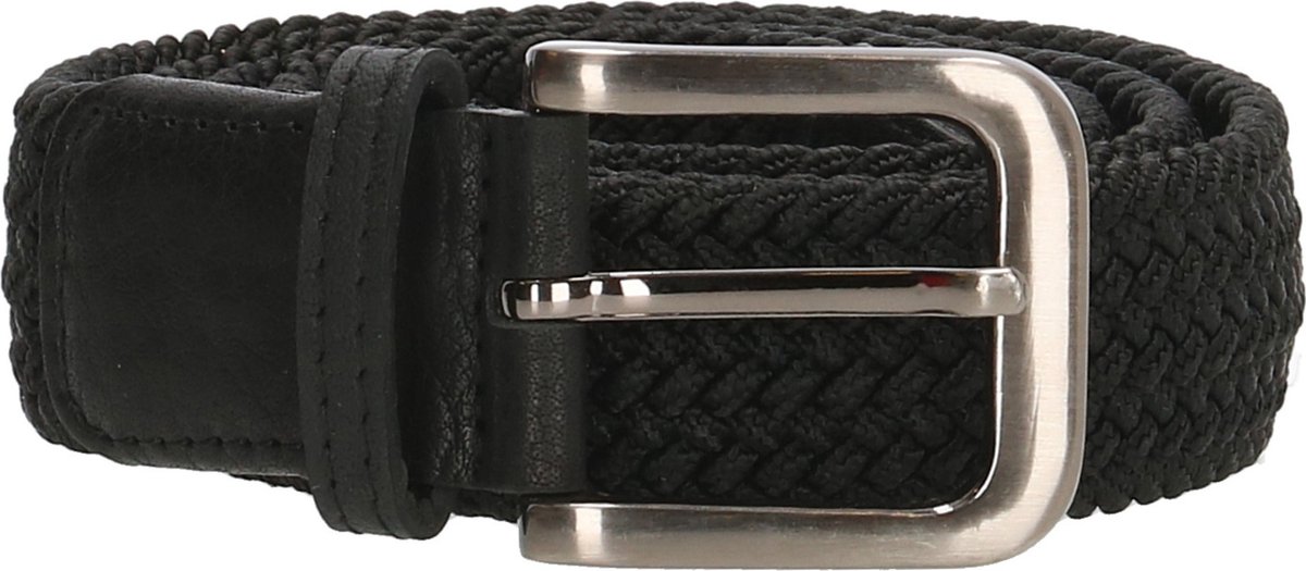 Zenino - Gevlochten Lederen Riem Weston - Zwart - 130cm