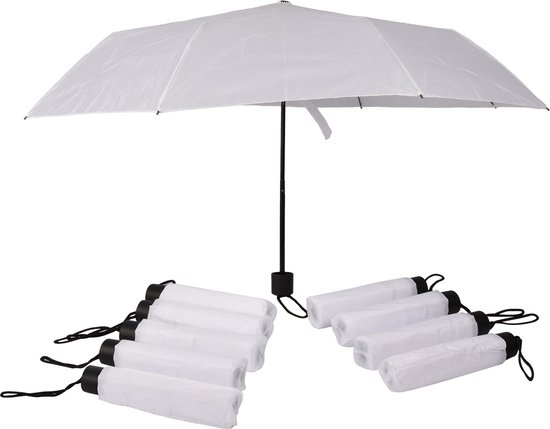 Set van 10 Witte Opvouwbare Paraplu's - Windproof - Diameter 100cm - Aluminium Frame - Polyester Doek – Unisex Regenkleding voor Outdoor - Perfect voor Bruiloften