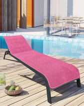 Premium hoes voor tuinligbed, 100% katoen, Oeko-Tex 100, badstof handdoek-overtrek, zonnebed, ligbekleding met envelop voor ligstoel, 75 x 200 cm, fuchsia