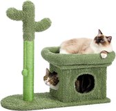 Stijlvolle krabpaal met bal en kattenhok, hoogte 70 cm - Kattenhuis voor Katten en Kittens - Groene Krabpaal met Cactus