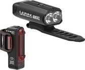 Lezyne Micro Drive 600XL / Strip Drive Pair - Oplaadbare LED fietslampen - Voor 9 Standen & 600 lumen - Achter 11 Standen & 150 lumen - Accu tot 44/57 uur - Waterdicht - Zwart