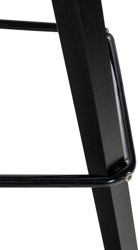 Tabouret de bar CLP Corbin - Avec dossier - Structure carrée en bois - Tissu - noir taupe