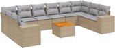 vidaXL - 11-delige - Tuinset - met - kussens - poly - rattan - beige