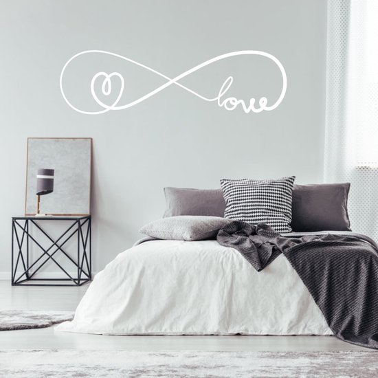 Sticker Muursticker Infinity Love With Heart - Marron clair - 120 x 34 cm - Chambre à coucher - Muursticker4Sale