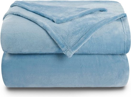 SHOP YOLO - fleece deken 150 x 200-Pluizige Snugly Solid Flanellen Fleece Dekens Grote Sprei Sofa Gooien-Blauw