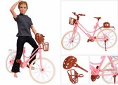 Accessoire voor modepop - Roze fiets met mandje & helm - Geschikt voor Barbie & Ken - In cadeauverpakking