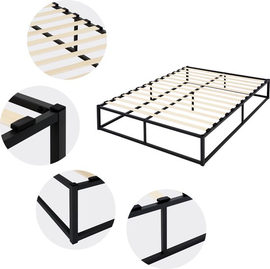 Metalen bed met lattenbodem 160x200 cm zwart ML design - ml-design