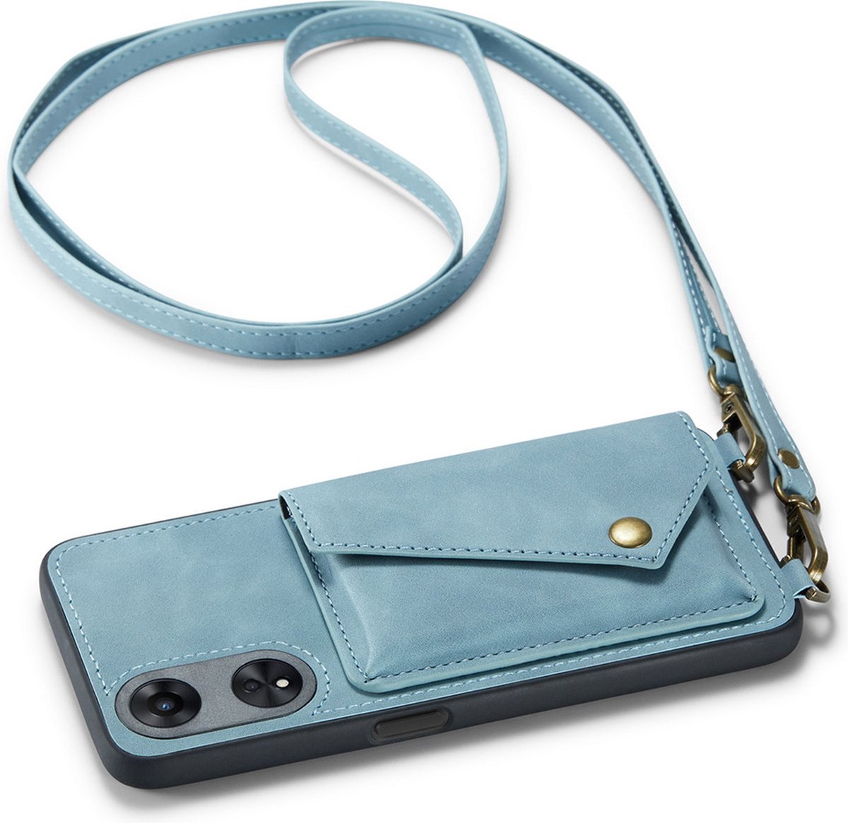 CaseMania Backcase hoesje geschikt voor Oppo A98 5G - Effen Aqua - Kunstleer