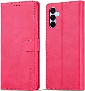 Geschikt voor Samsung Galaxy A15 4G/5G - Pasjeshouder - Magneet - Book Case Hoesje - Roze / Rood