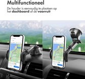 iStag - Telefoonhouder auto 2 in 1 met stevige zuignap voor Dashboard en Raam - GSM Houder - Auto Accessories - Verstelbaar - Universeel - Carbon - Telefoonhouders Auto - Zwart