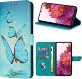 Geschikt voor Samsung Galaxy S21 FE hoesje - Solidenz bookcase - Telefoonhoesje S21 FE - Cover Hoes - Vlinders hoesje - Cover Hoesje met vlinders - Met Pasjeshouder - Vlinders